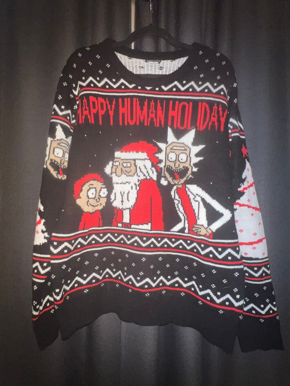 Ugly Christmas Sweater Xmas Size Large Rick and Morty